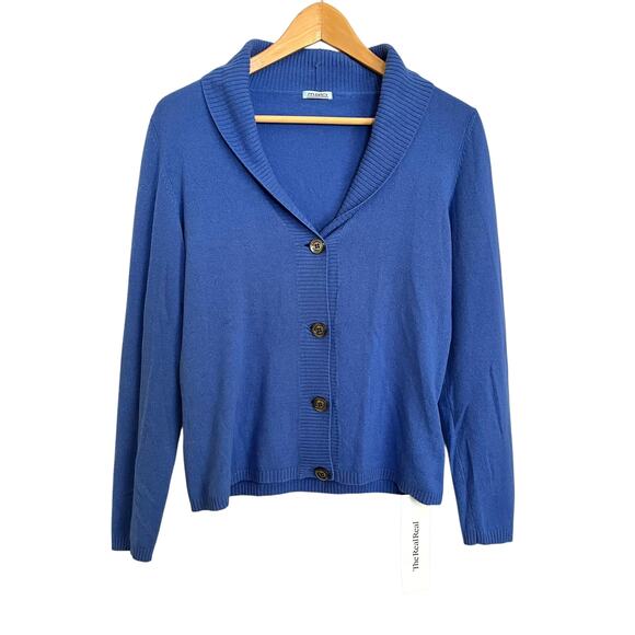 Malo Blue Cashmere Shawl Collar Plunge V-Neck Womens Cardigan Sweater Size 42 IT - Picture 8 of 8